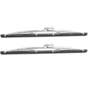 16" and 16" Classic Silver Wiper Blades (Pack of 2), 7mm Bayonet (Wiper Arm) Width for Classic Cars/Boat, Polished Stainless Steel Bayonet Type Wiper Blades, Vintage-Style in Saudi Arabia