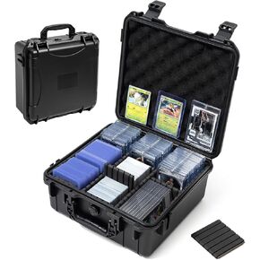 QINGUANG Toploader Storage Box for 3" x 4" 35pt Rigid Card - IP67 Waterproof Trading Card Case for Sports Cards with 6 Removable Dividers - Fits Top Loaders/Magnetic Card Holders (Holds 400+) in Saudi Arabia