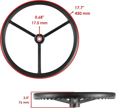 Caltric Steering Wheel Compatible with Ford/New Holland 8N NAA NAB Tractors D6NN3600B 18" in Kuwait