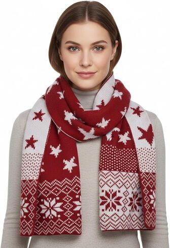 Peach Couture Holiday Fair Isle Print Wrap Around Christmas Blanket Scarf Scarves Shawl in Saudi Arabia