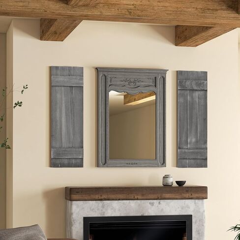 Giantex Set of 2 Shutters for Windows, Farmhouse Wall Decor, Paulownia Wood, Wall Mounted Hardware Included, Rustic Window Shutters for Outside Inside (Rustic Brown, 36'' x 13'') in Saudi Arabia