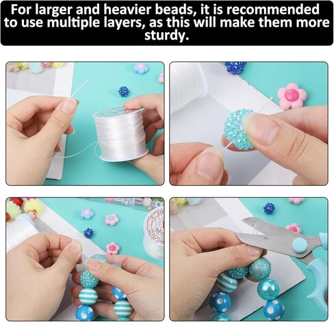 2 Rolls 0.5 mm Stretchy Bracelet String, Elastic String for Bracelets, Clear Elastic Cord, Clay Bead Cord, Jewelry Thread, Wear-Resistant Bead Stings for Bracelet, Necklaces, DIY Crafts (50 m/Roll in Kuwait