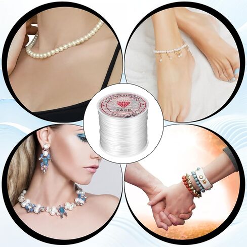 2 Rolls 0.5 mm Stretchy Bracelet String, Elastic String for Bracelets, Clear Elastic Cord, Clay Bead Cord, Jewelry Thread, Wear-Resistant Bead Stings for Bracelet, Necklaces, DIY Crafts (50 m/Roll in Kuwait