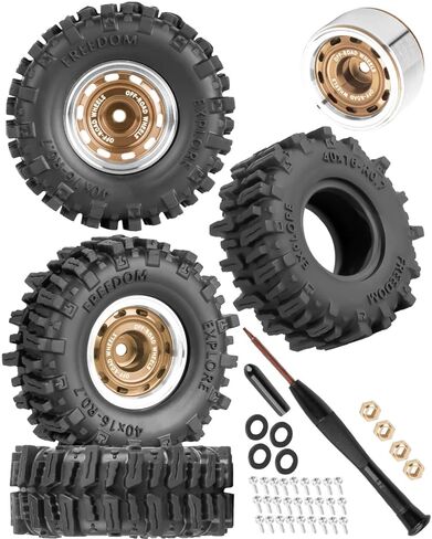 إطارات عجلات ألومنيوم 0.7 من الخرز لـ 1/30 SCX30 1/32 Red cat Ascent-32 RC Crawler، حلقات 0.7 بوصة إطارات عجلة أطباق عميقة وإطارات مطاطية - عجلات وإطارات شاحنة رالي الطرق الوعرة RC، أسود (4 قطع) in Kuwait