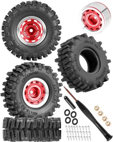 إطارات عجلات ألومنيوم 0.7 من الخرز لـ 1/30 SCX30 1/32 Red cat Ascent-32 RC Crawler، حلقات 0.7 بوصة إطارات عجلة أطباق عميقة وإطارات مطاطية - عجلات وإطارات شاحنة رالي الطرق الوعرة RC، أسود (4 قطع) in Kuwait