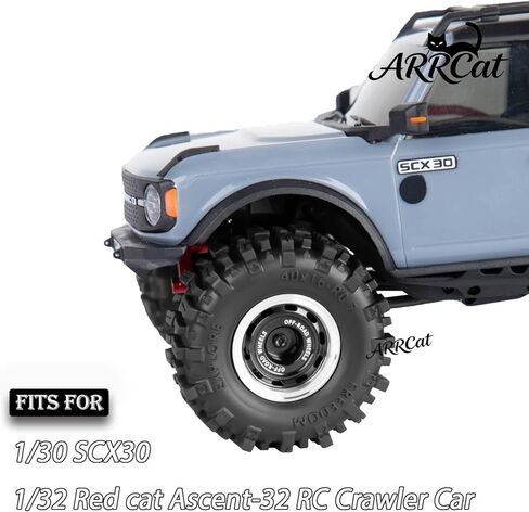إطارات عجلات ألومنيوم 0.7 من الخرز لـ 1/30 SCX30 1/32 Red cat Ascent-32 RC Crawler، حلقات 0.7 بوصة إطارات عجلة أطباق عميقة وإطارات مطاطية - عجلات وإطارات شاحنة رالي الطرق الوعرة RC، أسود (4 قطع) in Kuwait