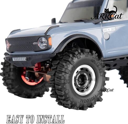 إطارات عجلات ألومنيوم 0.7 من الخرز لـ 1/30 SCX30 1/32 Red cat Ascent-32 RC Crawler، حلقات 0.7 بوصة إطارات عجلة أطباق عميقة وإطارات مطاطية - عجلات وإطارات شاحنة رالي الطرق الوعرة RC، أسود (4 قطع) in Kuwait