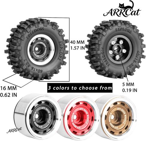 إطارات عجلات ألومنيوم 0.7 من الخرز لـ 1/30 SCX30 1/32 Red cat Ascent-32 RC Crawler، حلقات 0.7 بوصة إطارات عجلة أطباق عميقة وإطارات مطاطية - عجلات وإطارات شاحنة رالي الطرق الوعرة RC، أسود (4 قطع) in Kuwait