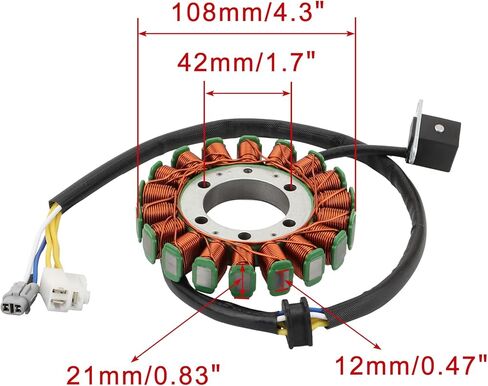 WOOSTAR 18 Coil 5 Wire Magneto Stator Replacement for Suzuki 2006-2011 LTR450 LT-R450 Quad Racer OEM 32101-45G00 32101-45G10 32101-45G11 in Kuwait