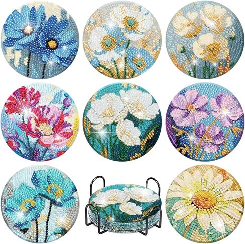 8 Pcs Cowboy Boots Diamond Art Coaster Kits for Adults Beginner, Flower Diamond Painting Coasters Kits with Holder Cork Pads, DIY Gem Arts and Crafts Coasters Supplies for Home and Holiday Decor in Saudi Arabia