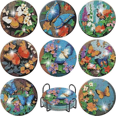 8 Pcs Cowboy Boots Diamond Art Coaster Kits for Adults Beginner, Flower Diamond Painting Coasters Kits with Holder Cork Pads, DIY Gem Arts and Crafts Coasters Supplies for Home and Holiday Decor in Saudi Arabia