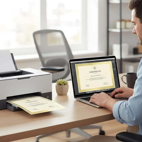 Paper Junkie 100 Pack Bulk Award Certificate Paper - Blank Certificate Paper 8.5 x 11 for Printing - Thick Matte Ivory Cardstock Diploma Papers for Certificates of Appreciation with Gold Foil Border in Saudi Arabia