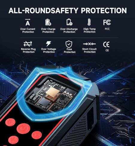 Portable Jump Starter with Air Compressor - 4000A Winter Car Battery Booster for SUVs & Trucks, Road Trip Essential with Tire Inflator & Power Bank for Interstate Travel in Saudi Arabia