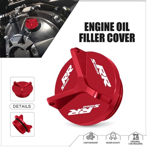 غطاء حشو زيت محرك CNC للدراجات النارية متوافق مع BMW S1000RR 2009-2024 S1000R 2013-2019 S1000XR 2014-2024، M24 x 2 (أحمر، S1000RR) in Kuwait