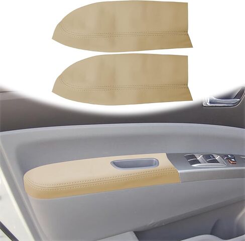 QianBao قطعتان من غطاء جلد مسند الذراع الأمامي للباب الأمامي لسيارة Toyota Prius 2004-2009، لوحة الباب اليسرى واليمنى DIY مع أداة التثبيت باللون الأسود in Saudi Arabia