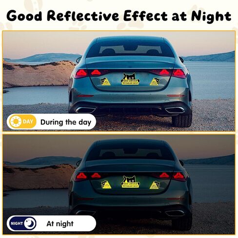 3PCS New Driver Magnet for Car, Black Cat New Car Driving Magnets for Car Please Be Patient, Safety Warning Signs Reusable Movable for Novice Drivers Moderate Size & Long Service Life in Saudi Arabia
