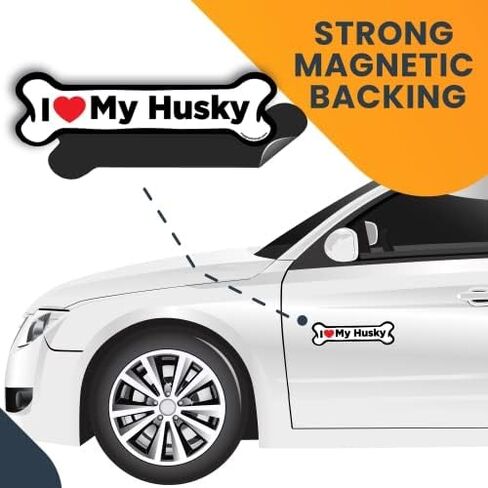ملصق مغناطيسي Magnet Me Up I Love My Husky Dog Bone، مقاس 2 × 7 بوصة، مغناطيس سيارات عالي التحمل لسيارة شاحنة الدفع الرباعي in Kuwait