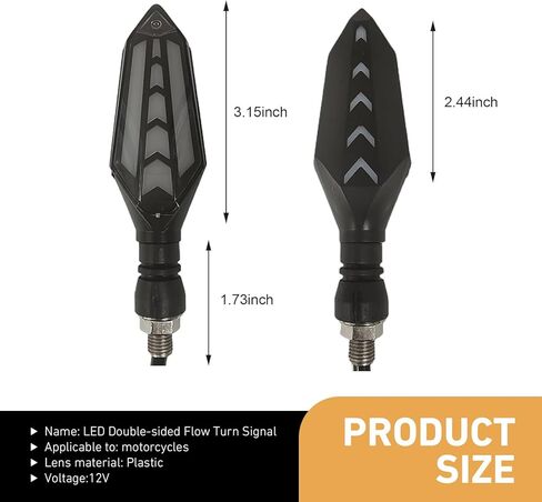 4 PCS Motorcycle Turn Signal Lights, Arrow-shaped Dual-sided Blinker with Sequential Flow, 12V LED Anti-vibration High Brightness Indicator, Modified Accessory for Motorcycle (Blue & Yellow) in Saudi Arabia