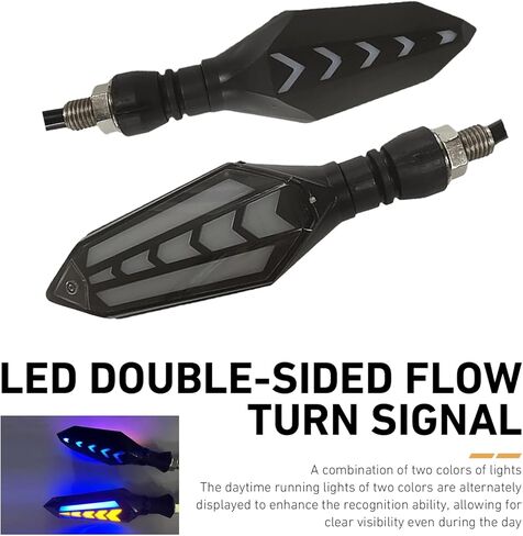 4 PCS Motorcycle Turn Signal Lights, Arrow-shaped Dual-sided Blinker with Sequential Flow, 12V LED Anti-vibration High Brightness Indicator, Modified Accessory for Motorcycle (Blue & Yellow) in Saudi Arabia