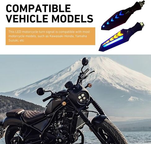 4 PCS Motorcycle Turn Signal Lights, Arrow-shaped Dual-sided Blinker with Sequential Flow, 12V LED Anti-vibration High Brightness Indicator, Modified Accessory for Motorcycle (Blue & Yellow) in Saudi Arabia