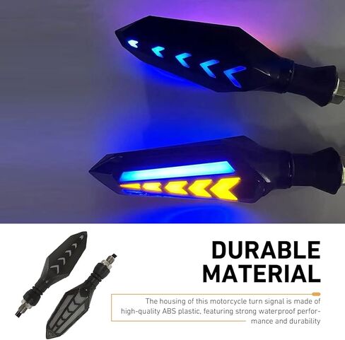 4 PCS Motorcycle Turn Signal Lights, Arrow-shaped Dual-sided Blinker with Sequential Flow, 12V LED Anti-vibration High Brightness Indicator, Modified Accessory for Motorcycle (Blue & Yellow) in Saudi Arabia