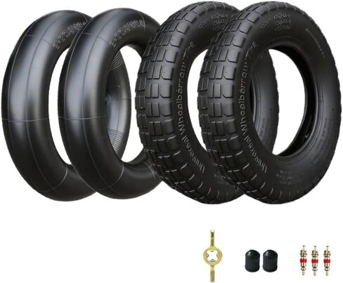 2-Set 14"x3.50-8 Tire and Inner Tube Set - 4PR,14.25" Inflated Diameter and 3.34" Width,TR13 Straight Valve Stem for Wheelbarrow,Hand Truck,Garden Cart,Utility Cart,Lawn Mower,Generator Load 300LBS in Saudi Arabia