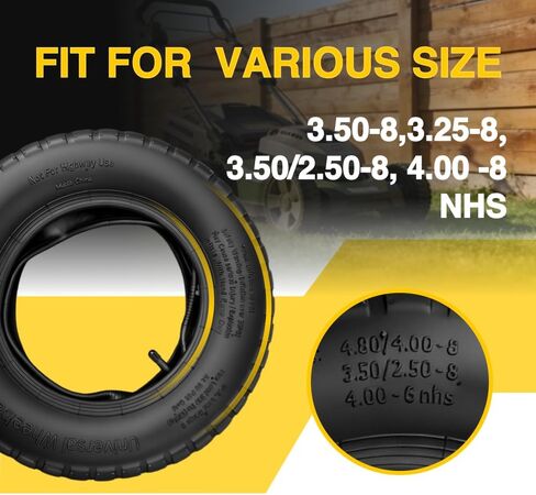 2-Set 14"x3.50-8 Tire and Inner Tube Set - 4PR,14.25" Inflated Diameter and 3.34" Width,TR13 Straight Valve Stem for Wheelbarrow,Hand Truck,Garden Cart,Utility Cart,Lawn Mower,Generator Load 300LBS in Saudi Arabia