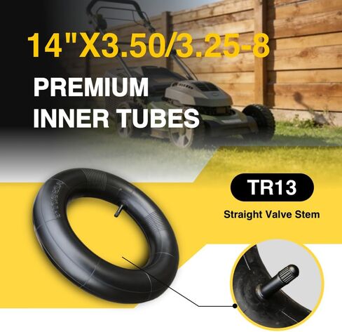 2-Set 14"x3.50-8 Tire and Inner Tube Set - 4PR,14.25" Inflated Diameter and 3.34" Width,TR13 Straight Valve Stem for Wheelbarrow,Hand Truck,Garden Cart,Utility Cart,Lawn Mower,Generator Load 300LBS in Saudi Arabia