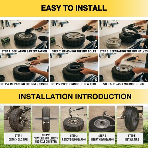 2-Set 14"x3.50-8 Tire and Inner Tube Set - 4PR,14.25" Inflated Diameter and 3.34" Width,TR13 Straight Valve Stem for Wheelbarrow,Hand Truck,Garden Cart,Utility Cart,Lawn Mower,Generator Load 300LBS in Saudi Arabia