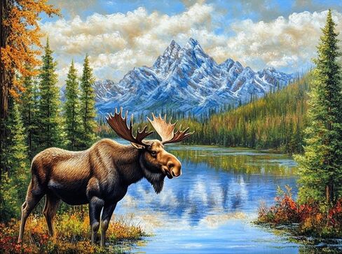 مجموعة غرز متقاطعة 11 قيراط مطبوعة مسبقًا من Lakeside Moose للمبتدئين والكبار - أنماط تطريز سهلة لديكور المنزل والحرف اليدوية 1 in Kuwait