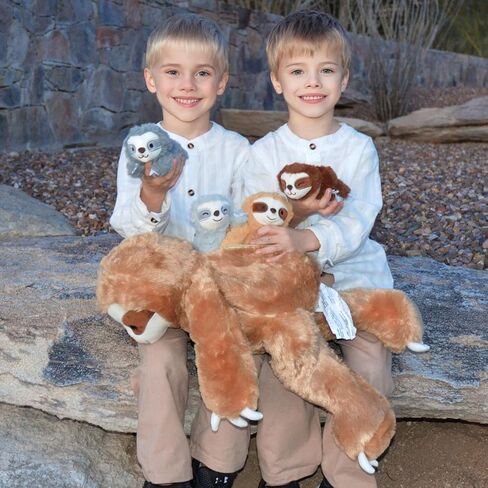 Tezituor 5Pcs Sloth Stuffed Animal Set, 22 inch Large Pregnant Stuffed Sloth Plushies with 4 Cute Babies Toy, Realistic Bradypod Plush Body Pillow Birthday Easter Gift Decor for Girl Boy in Saudi Arabia