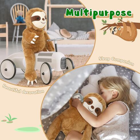 Tezituor 5Pcs Sloth Stuffed Animal Set, 22 inch Large Pregnant Stuffed Sloth Plushies with 4 Cute Babies Toy, Realistic Bradypod Plush Body Pillow Birthday Easter Gift Decor for Girl Boy in Saudi Arabia
