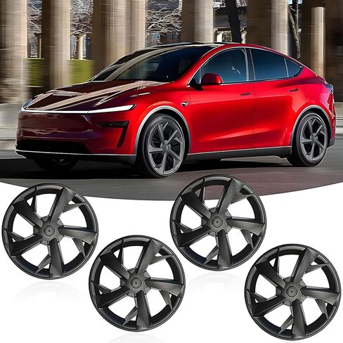 4Pcs Black 19 Inch Wheel Cover for 2025 2026 Tesla Model Y/Juniper, Tesla Model Y ABS Hubcaps Juniper Wheel Hub Cap Center Cover (Wheel Cover-Matte Black) in Saudi Arabia
