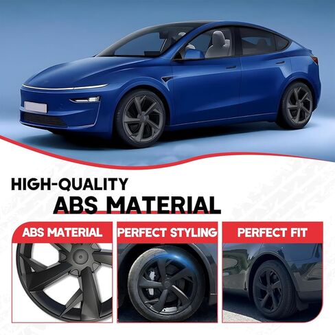 4Pcs Black 19 Inch Wheel Cover for 2025 2026 Tesla Model Y/Juniper, Tesla Model Y ABS Hubcaps Juniper Wheel Hub Cap Center Cover (Wheel Cover-Matte Black) in Saudi Arabia