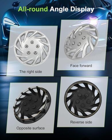 SCITOO Hub Cap OEM Steel Wheel Snap On Universal Hubcap Auto Tire استبدال الإطارات الخارجية Hubcaps عجلة غطاء حافة 14 بوصة مجموعة من 4 PP فضي in Kuwait