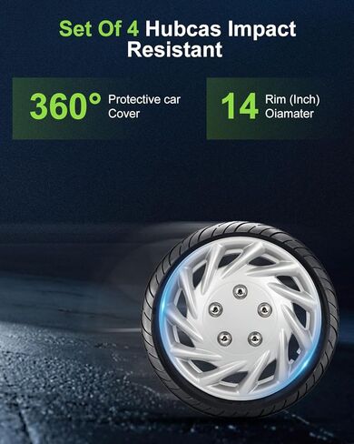 SCITOO Hub Cap OEM Steel Wheel Snap On Universal Hubcap Auto Tire استبدال الإطارات الخارجية Hubcaps عجلة غطاء حافة 14 بوصة مجموعة من 4 PP فضي in Kuwait