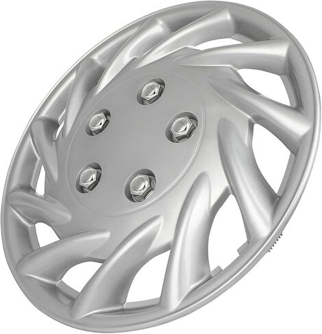 SCITOO Hub Cap OEM Steel Wheel Snap On Universal Hubcap Auto Tire استبدال الإطارات الخارجية Hubcaps عجلة غطاء حافة 14 بوصة مجموعة من 4 PP فضي in Kuwait