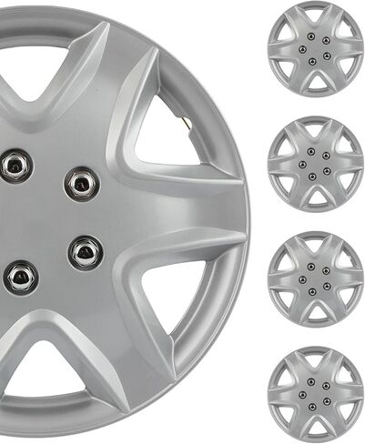 SCITOO Hub Caps Universal Snap On Hubcap Auto Tire Replacement Exterior Cap OEM Steel Wheel Hubcaps Wheel Cover Rim 14 Inch 4-Pack PP Black in Kuwait