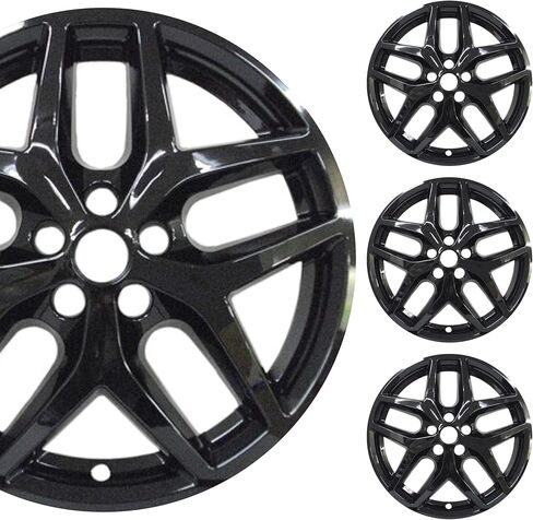 PACRIM 18" Gloss Black Wheel Skin Set Made for Ford Edge SEL (2021-2024) | Durable ABS Plastic Cover Hubcap | Fits Directly Over OEM Wheel in Kuwait
