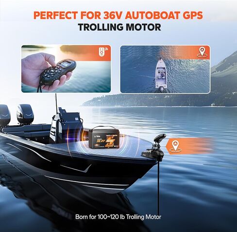 بطارية LiTime 36V 50Ah Lithium Trolling Motor مع شاحن 43.8V 15A، بلوتوث 5.0 وبطارية LiFePO4 للحماية من درجات الحرارة المنخفضة، مدمجة في 50A BMS، 14000+ دورة مثالية للبحرية، RV in Kuwait