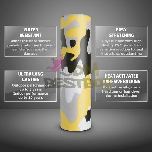 Free Tool Kit Yellow Camouflage Camo Vinyl Wrap Decal Sticker Bubble Free Self Adhseive Film - 48"x60" (4FTx5FT) in Kuwait