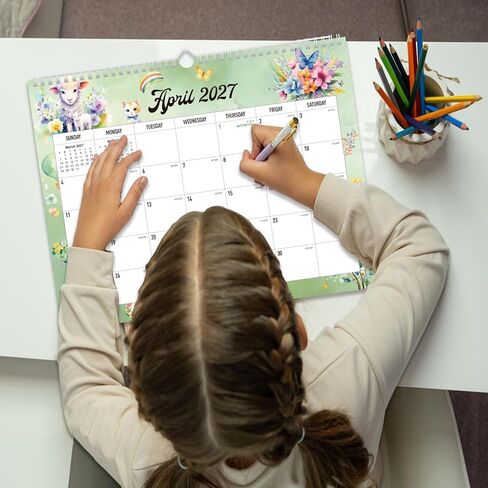 تقويم حائط 2026-2027 - تقويم جداري لمدة 18 شهرًا 2026-2027 بورق سميك، يوليو 2026 - ديسمبر 2027، 14 بوصة × 11 بوصة، ربط بسلك مزدوج، تقويم للمنزل أو المكتب لسهولة التنظيم in Kuwait