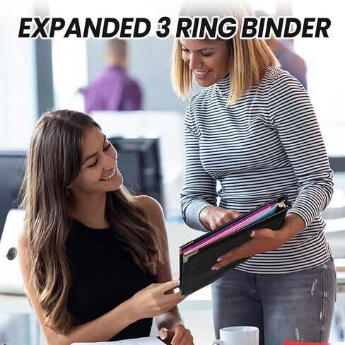 Cholemy 6 Pieces Leather 3 Ring Binder Portfolio Organizer Classic Collection Executive Presentation Round Rings Vintage Binder Holds 150 Sheets with 2 Inner Pockets in Saudi Arabia