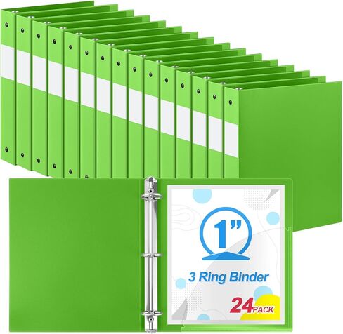 Henoyso 24 حزمة من المجلدات البلاستيكية ذات 3 حلقات مقاس 1 بوصة، مجلدات PP مرنة كبيرة للفصول الدراسية واللوازم المدرسية، حجم الحروف 8.5 × 11، تحمل 240 ورقة مع جيب داخلي (أبيض) in Kuwait