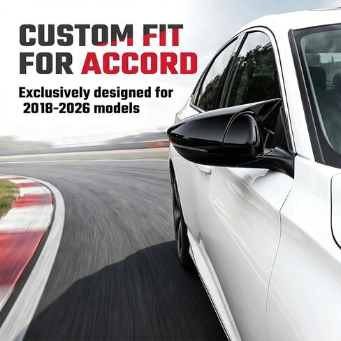 Compatible with 2018-2022 2023 2024 2025 Honda Accord Ox Horn Rearview Mirror Cover, Side Door Mirror Caps Trim for 10th 11th Gen Accord (Glossy Black) in Saudi Arabia
