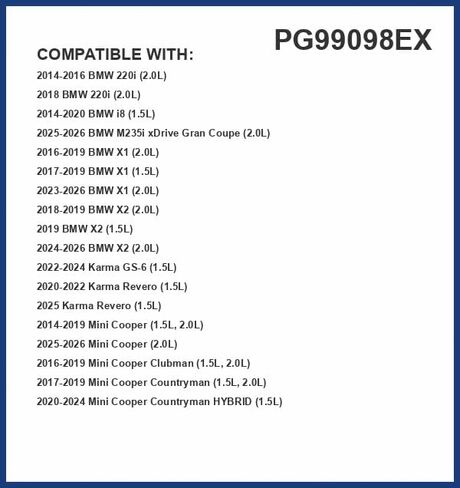 فلتر زيت بريميوم جارد طويل العمر يصل إلى 10 آلاف ميل PG99098EX | يناسب 2016-2025 BMW X1، 2014-2025 Mini Cooper، 2018-2025 BMW X2، 2022-2024 Karma GS-6، 2025 Mini Countryman in Kuwait