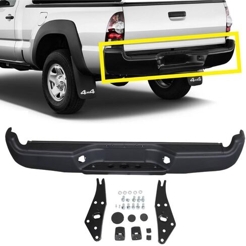 Black Rear Step Bumper Compatible with Toyota Tacoma 2005-2015 Steel w/brackets/pads Fleet Styleside in Saudi Arabia