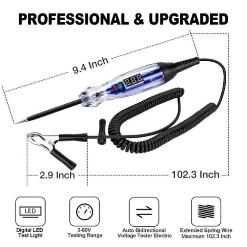 Automotive Circuit Tester 3-60V DC Digital LED Voltage Detector with Voltmeter Bidirectional Polarity Indicator for Vehicle Electrical Systems in Kuwait