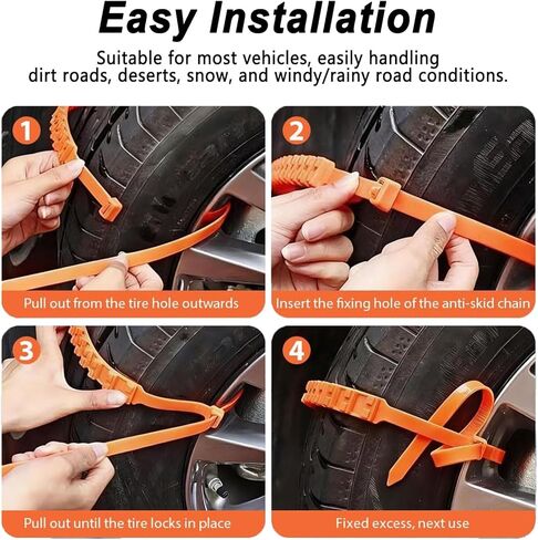 10 Pcs Non-Skid Snow Tire Chains for Honda HR-V EV 2024 2025, Non-Slip Winter Wheels Zip Tie, Emergency Tire Traction Chain for Pickup Truck Off-road SUV Car in Saudi Arabia
