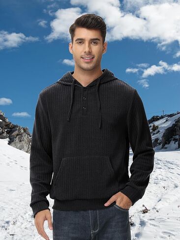 Men's Autumn/Winter Knitted Hoodies Casual Pullover Hooded Sweatshirts in Saudi Arabia